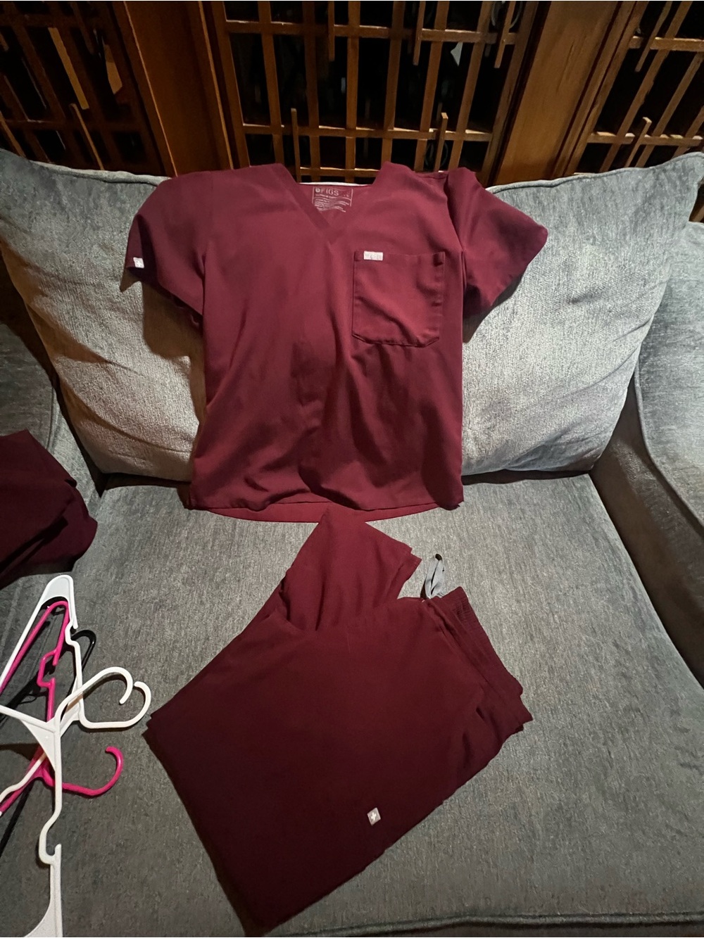 Figs Women's Maroon scrub Pants & Top Set